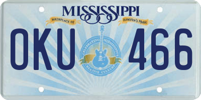 MS license plate OKU466