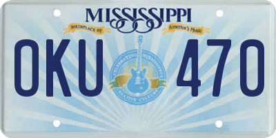 MS license plate OKU470