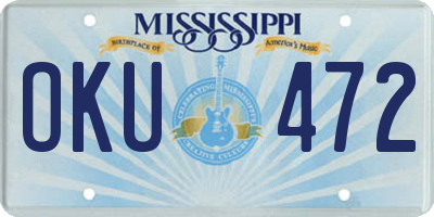 MS license plate OKU472