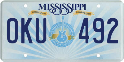 MS license plate OKU492