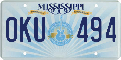 MS license plate OKU494