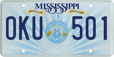 MS license plate OKU501