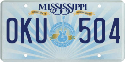 MS license plate OKU504