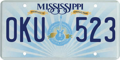 MS license plate OKU523
