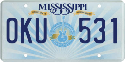 MS license plate OKU531