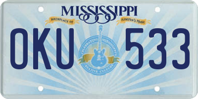 MS license plate OKU533