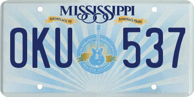 MS license plate OKU537