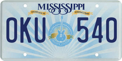 MS license plate OKU540