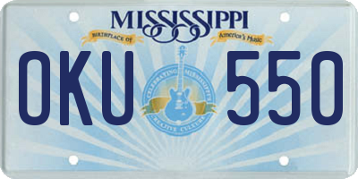 MS license plate OKU550