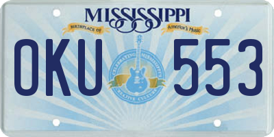 MS license plate OKU553