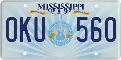 MS license plate OKU560