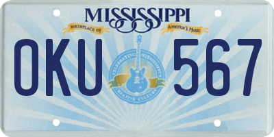 MS license plate OKU567