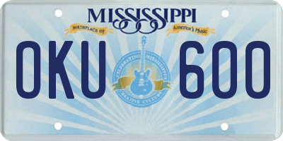 MS license plate OKU600