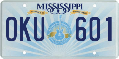 MS license plate OKU601