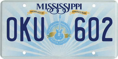 MS license plate OKU602