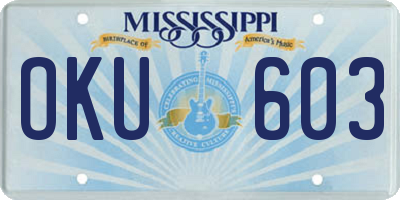 MS license plate OKU603