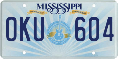 MS license plate OKU604
