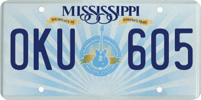 MS license plate OKU605