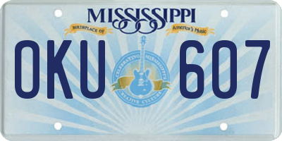 MS license plate OKU607