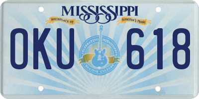 MS license plate OKU618