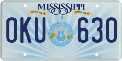 MS license plate OKU630