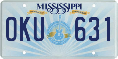 MS license plate OKU631