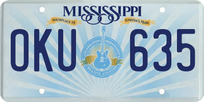 MS license plate OKU635