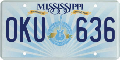 MS license plate OKU636