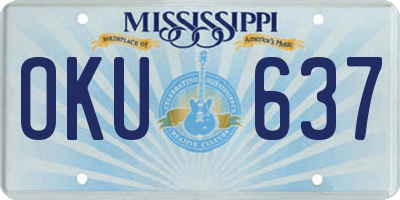 MS license plate OKU637