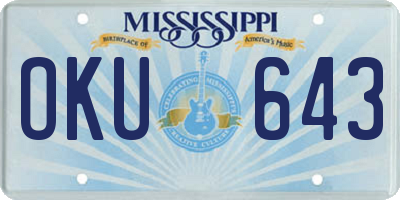 MS license plate OKU643