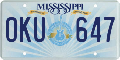 MS license plate OKU647