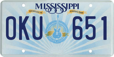 MS license plate OKU651