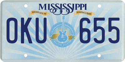 MS license plate OKU655