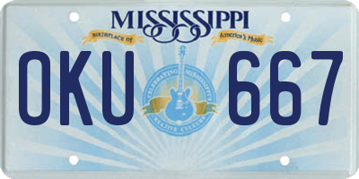 MS license plate OKU667