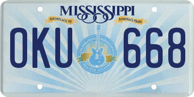 MS license plate OKU668