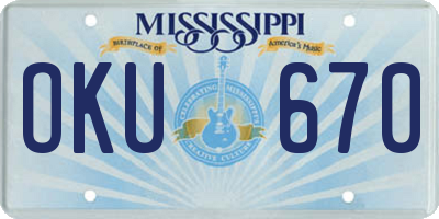 MS license plate OKU670