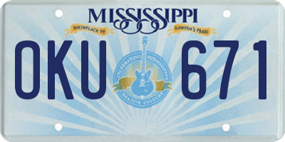 MS license plate OKU671