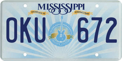 MS license plate OKU672