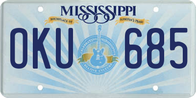 MS license plate OKU685