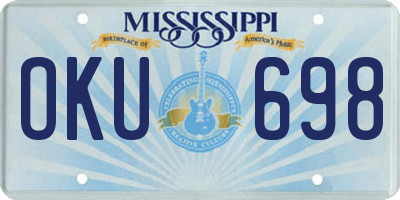 MS license plate OKU698