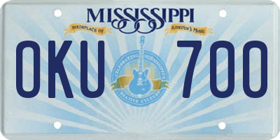 MS license plate OKU700