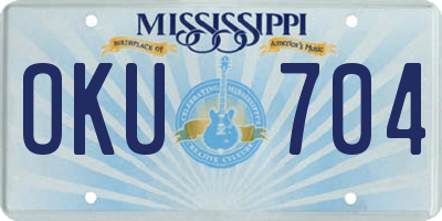 MS license plate OKU704