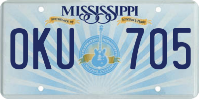 MS license plate OKU705