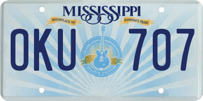 MS license plate OKU707