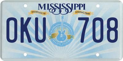 MS license plate OKU708