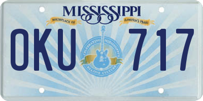 MS license plate OKU717