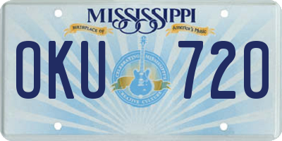 MS license plate OKU720