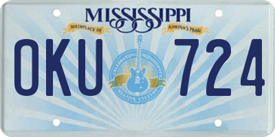 MS license plate OKU724