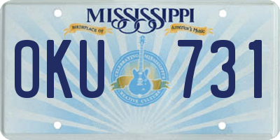 MS license plate OKU731