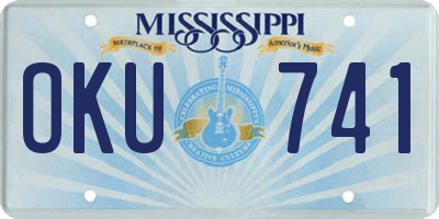 MS license plate OKU741